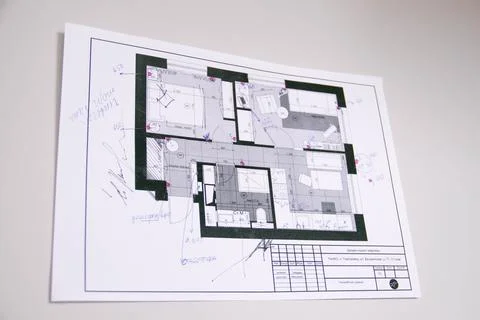 Architect designer makes a drawing Stock Photos