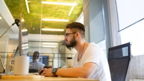 Architect-designer in the office Stock Photos