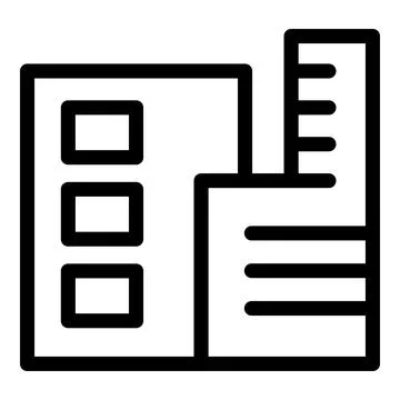 Architect designing building plan with ruler icon Ilustración de archivo