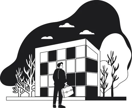 Architect designing buildings and structures illustration in doodle style Ilustración de archivo