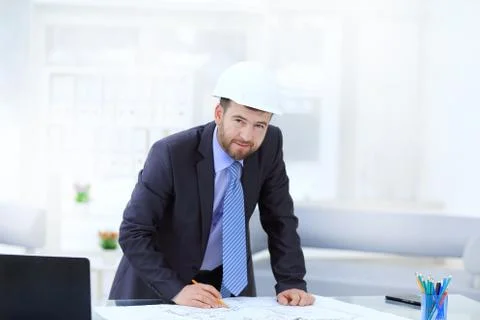 Architect designing house for client Foto stock