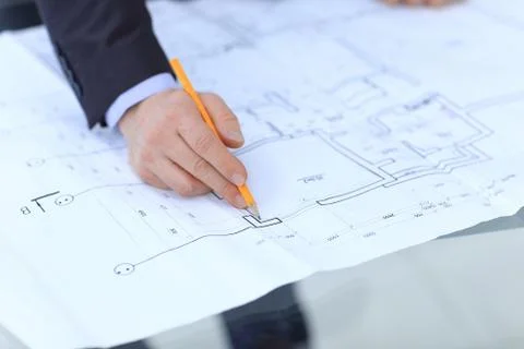 Architect designing house for client Stock Photos