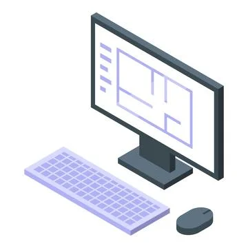 Architect designing house plan on computer using cad software Illustrazione stock