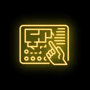 Architect designing house using digital tablet with stylus neon sign 스톡 일러스트