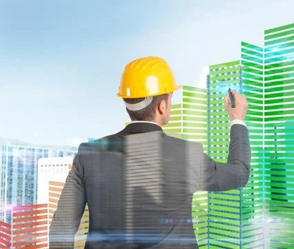 Architect designs 3d builds Foto stock