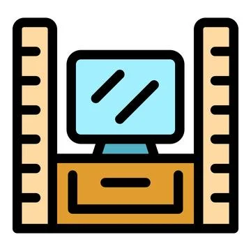 Architect desk with computer and rulers representing design and precision Stock Illustration