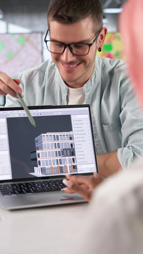 Architect Discusses 3D BIM Model Stock Footage 333842307