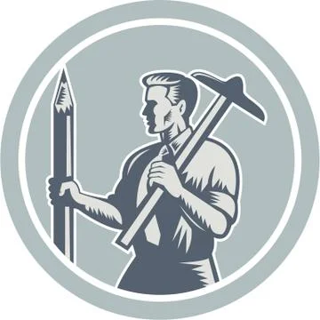 Architect draftsman circle retro Stock Illustration