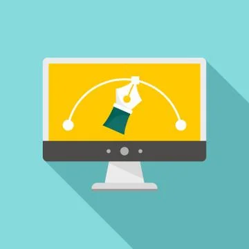 Architect draw computer icon, flat style Illustrazione stock