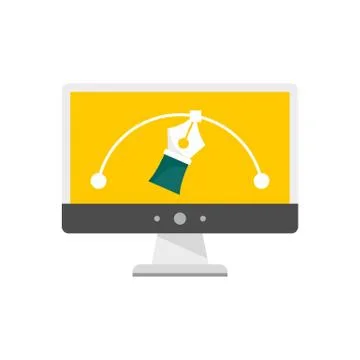 Architect draw computer icon, flat style Stock Illustration