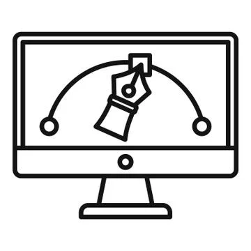 Architect draw computer icon, outline style Stock Illustration