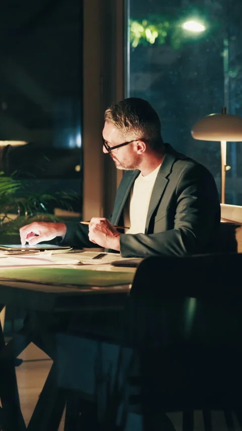 Architect, drawing and man with paperwork, tablet and drafting building layout Stock-Footage 343501929