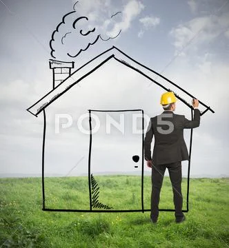 Architect drawing home Stock Photos