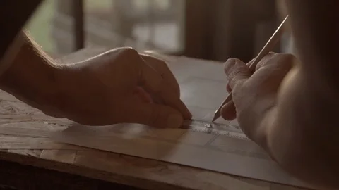 Architect drawing in slow motion Stock Footage 72658869