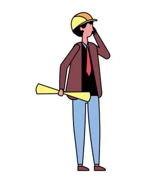 Architect employee labor on white background Illustrazione stock
