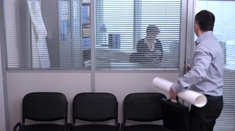 Architect, Engineer Brings for Discussion Construction Project Stock Footage 61730524