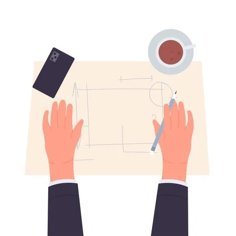 Architect engineer building project Ilustración de archivo