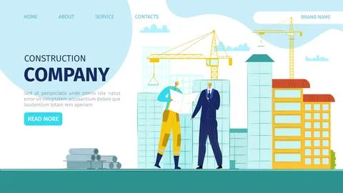 Architect engineer at construction, professional worker builder vector Stock Illustration