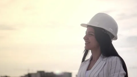 Architect, engineer, designer, clerk, white woman holding drawings Stock Footage 240301218