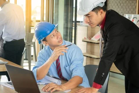 Architect engineer meeting for architectural project. business working concep Stock Photos