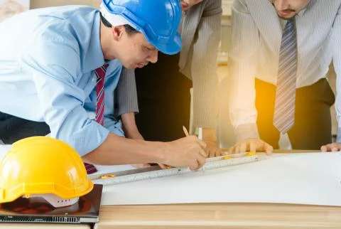 Architect engineer meeting for architectural project. business working concep Stock Photos