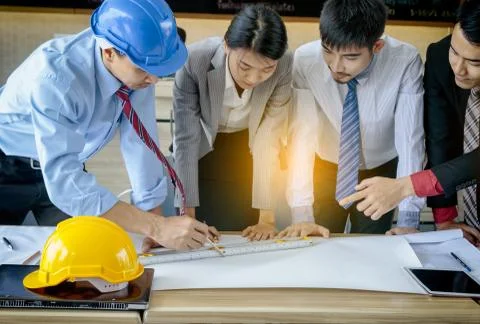 Architect engineer meeting for architectural project. business working concep Stock Photos