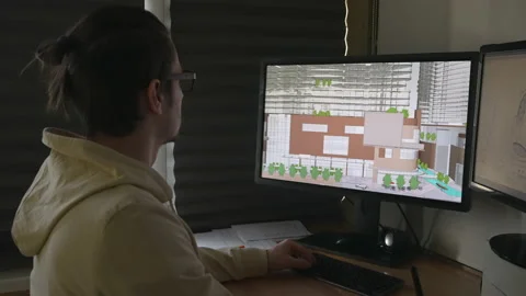 Architect, engineer working on personal computer Stock-Footage 169592877
