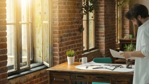 Architect Examines Drawings Видео 92695568