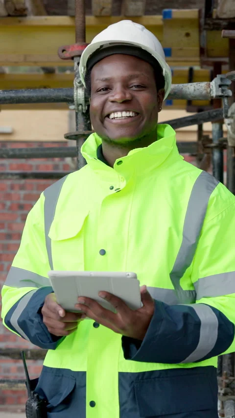 Architect, face and man with tablet on construction site, laugh and property Vídeos de archivo 338010789