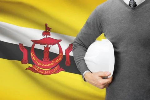 Architect with flag on background  - brunei Foto stock