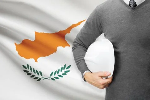 Architect with flag on background  - cyprus Stock Photos