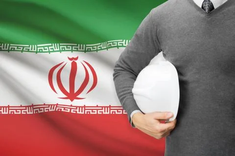 Architect with flag on background  - iran Stock Photos