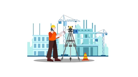 An architect in front of the building is checking the blueprints of building Stock Footage 277073443