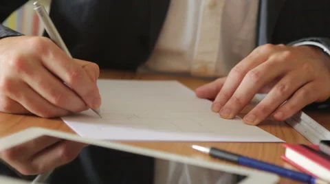 Architect hands working Stock Footage 55137986