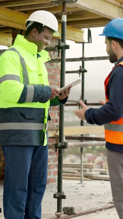 Architect, handshake and men with tablet in city, collaboration and property Video stock 338013957