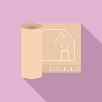 Architect house project icon, flat style Illustrazione stock