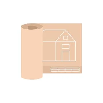 Architect house project icon, flat style Illustrazione stock