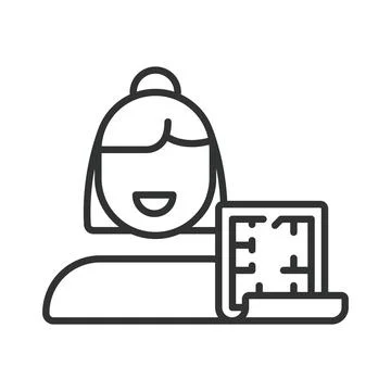 Architect, icon in line design. Architect, blueprint, building, construction Stock Illustration