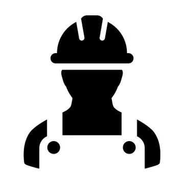 Architect icon vector male construction worker person profile avatar with harhat Stock Illustration