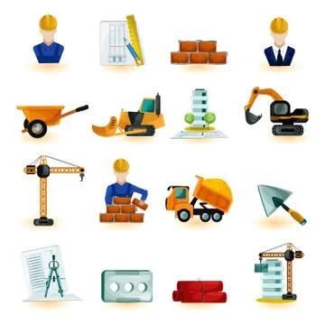 Architect Icons Set Stock Illustration