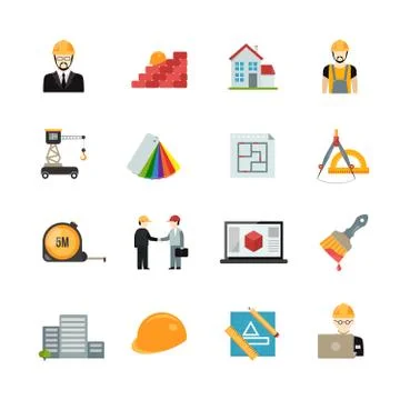 Architect icons set Stock Illustration