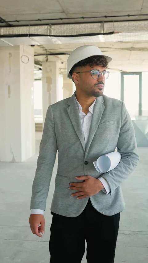 Architect inspecting building under construction Stock Footage 312845757