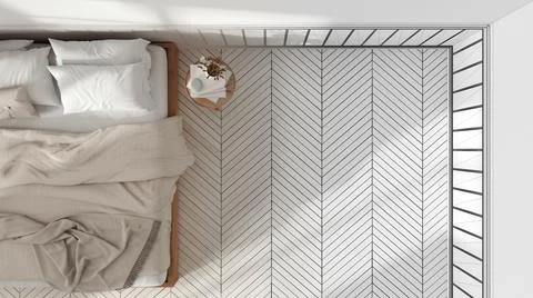 Architect interior designer concept: hand-drawn draft unfinished project that Stock Illustration