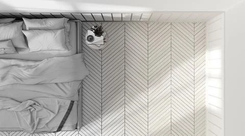 Architect interior designer concept: hand-drawn draft unfinished project that Stock Illustration