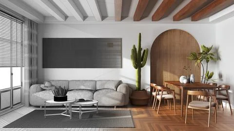 Architect interior designer concept: hand-drawn draft unfinished project th.. Stock Illustration