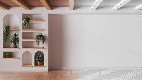 Architect interior designer concept: hand-drawn draft unfinished project th.. Stock Illustration