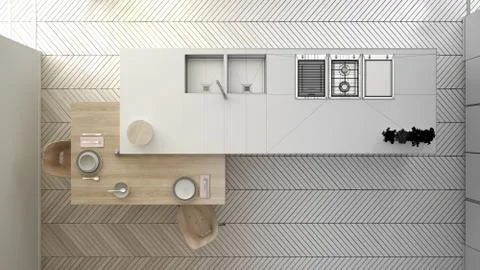 Architect interior designer concept: unfinished project that becomes real, mo Stock Illustration