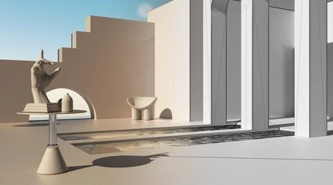 Architect interior designer concept: unfinished project that becomes real, im Stock Illustration