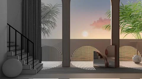 Architect interior designer concept: unfinished project that becomes real, dr Ilustração Stock