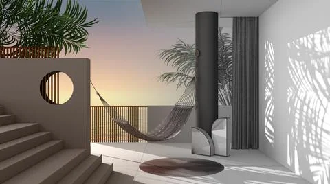 Architect interior designer concept: unfinished project that becomes real, dr Ilustração Stock